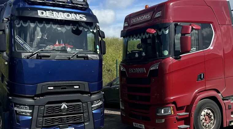 A Delivery Demons truck — the company now manages tachograph data, tracking, walkaround checks, vehicle inspections and AdBlue monitoring in one unified OnPoint Connect platform